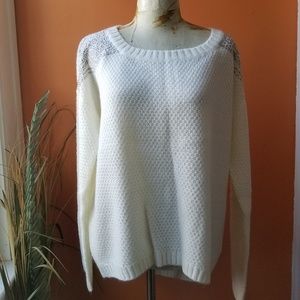 The Limited Rhinestone Embellished Cream Sweater